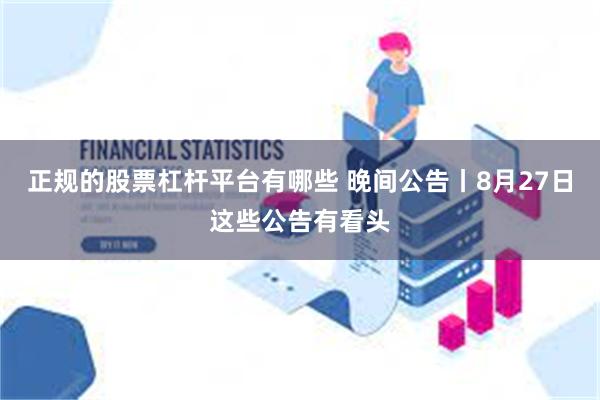 正规的股票杠杆平台有哪些 晚间公告丨8月27日这些公告有看头