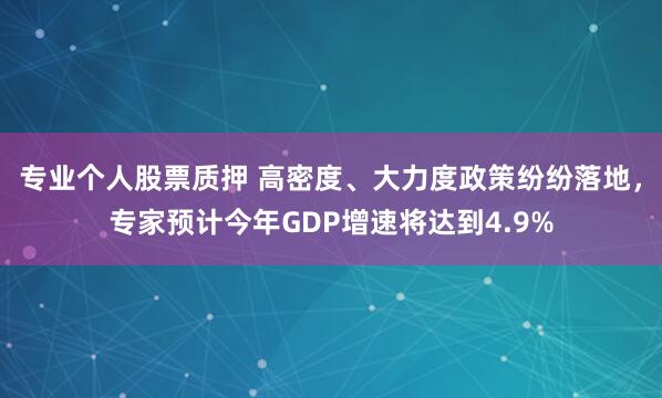 专业个人股票质押 高密度、大力度政策纷纷落地，专家预计今年GDP增速将达到4.9%