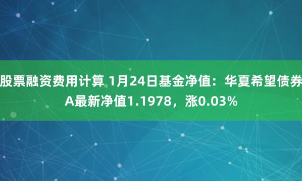 股票融资费用计算 1月24日基金净值：华夏希望债券A最新净值1.1978，涨0.03%