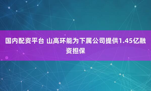 国内配资平台 山高环能为下属公司提供1.45亿融资担保